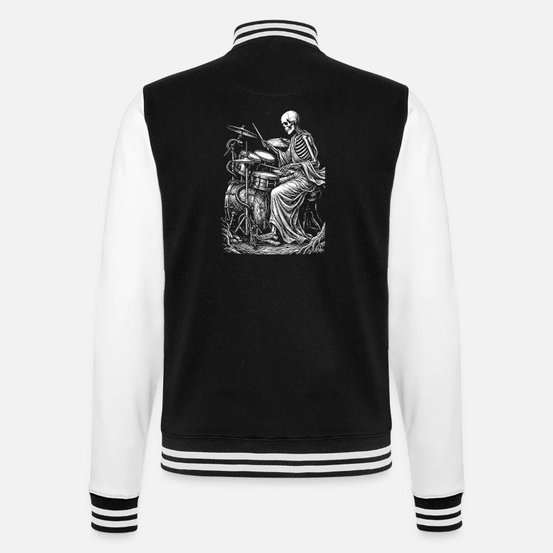 Skeleton Drummer Nightbeat - College Sweat Jacket - black/white