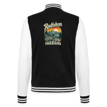 Radfahren ist meine Therapie humorvoll - College-Sweatjacke - Schwarz/Weiß - Hinten - Marisol (170cm)