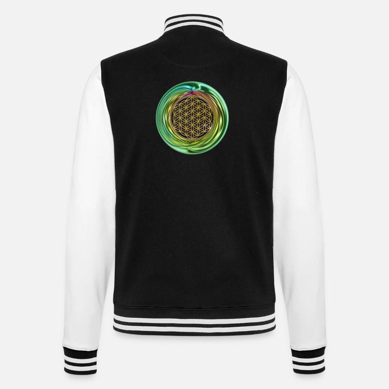 Blume des Lebens - Ring 1 - College-Sweatjacke - Schwarz/Weiß