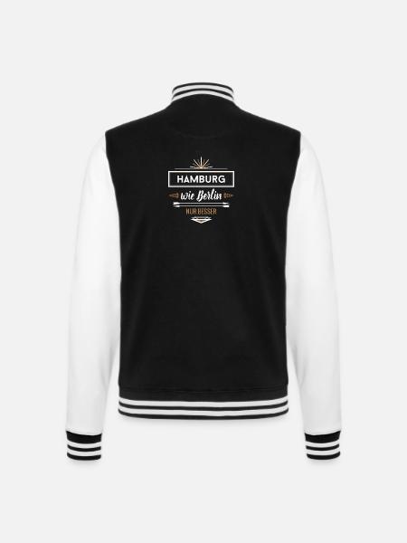 hamburg wie berlin - College-Sweatjacke - Schwarz/Weiß