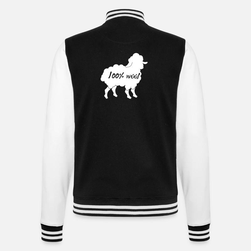 Schaf / Bauernhof: 100 % Wool - College-Sweatjacke - Schwarz/Weiß