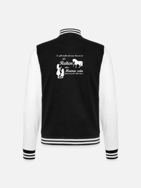 Mama sein und Reiten - College-Sweatjacke - Schwarz/Weiß