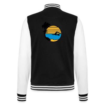 île des palmiers vacances vacances soleil plage natation - Veste Teddy - noir/blanc - Dos - Marisol (170cm)