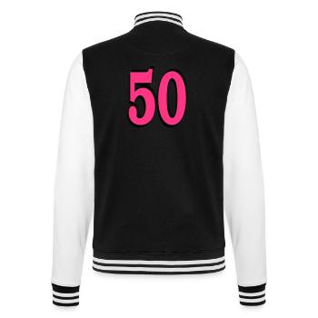 50th Birthday - College Sweat Jacket - black/white - Back - Marisol (170cm)