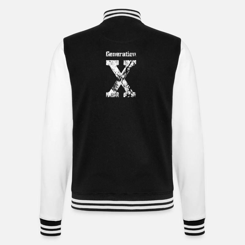 Generation X - College-Sweatjacke - Schwarz/Weiß
