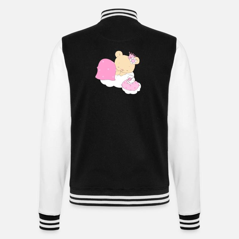 Bear princess sleeping on cloud - College-Sweatjacke - Schwarz/Weiß
