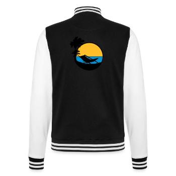 palmen sonne silhouette liegestuhl strandstuhl url - College-Sweatjacke - Schwarz/Weiß - Hinten - Marisol (170cm)