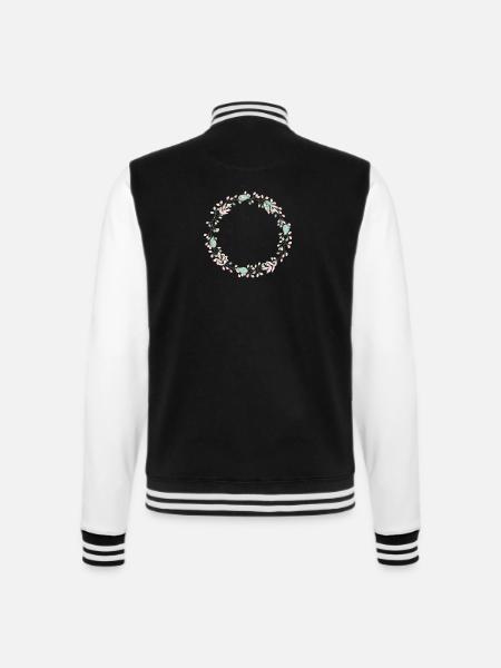 (flowerpower_heart_wreath_3) - College-Sweatjacke - Schwarz/Weiß