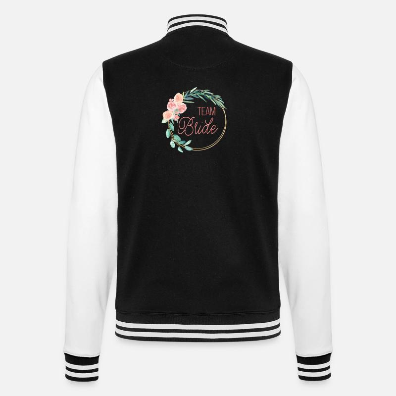 (spring_wreath_team_bride) - College Sweat Jacket - black/white