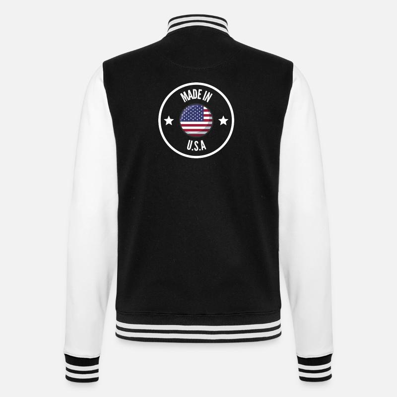 MADE IN USA White - College Sweat Jacket - black/white