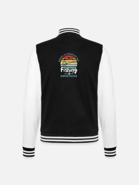 Angeln Angeln ist wichtiger - College-Sweatjacke - Schwarz/Weiß