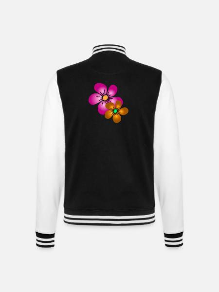 bunte Blume Blumenstrauß floral Blumenranke blumig - College-Sweatjacke - Schwarz/Weiß