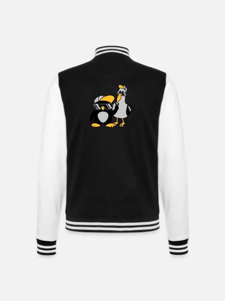 Möwe Pinguin 2 Freunde - College-Sweatjacke - Schwarz/Weiß