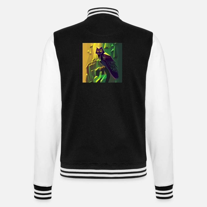 Eule Kunst 1 - College-Sweatjacke - Schwarz/Weiß