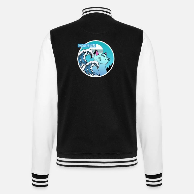 Chat et grosse vague - Veste Teddy - noir/blanc