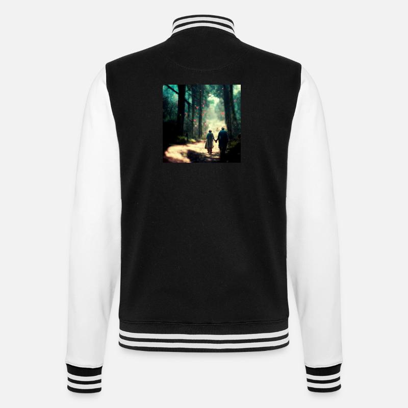 Altes Ehepaar Hand in Hand - College-Sweatjacke - Schwarz/Weiß