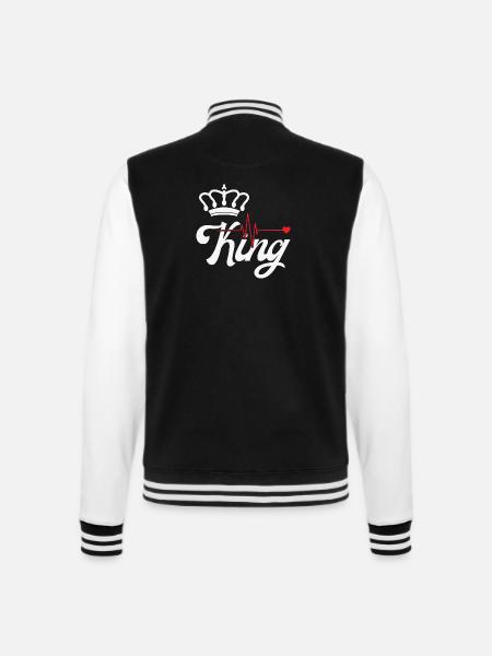 König, Königin. Geschenkidee für Paare. Liebe. - College-Sweatjacke - Schwarz/Weiß