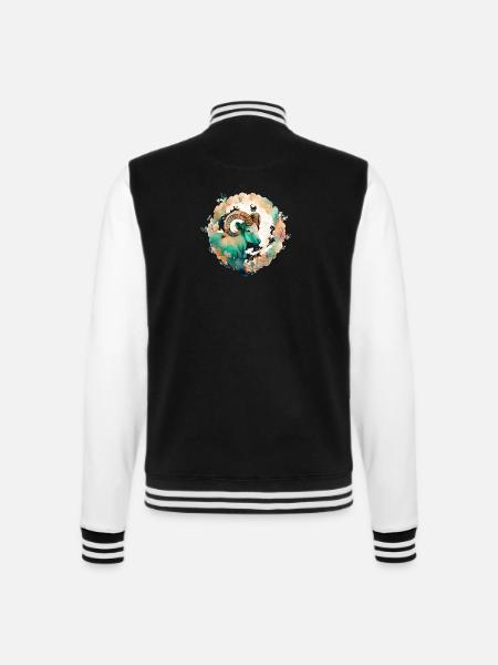 01 Sternzeichen Widder Ornament Wasserfarbe bunt - College-Sweatjacke - Schwarz/Weiß
