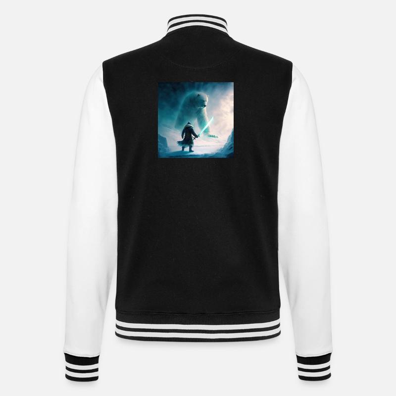 Samurai Vs Bär - College-Sweatjacke - Schwarz/Weiß