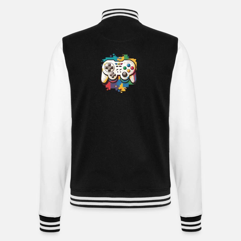 Ultra farbenfroher Videospiel-Controller - College-Sweatjacke - Schwarz/Weiß