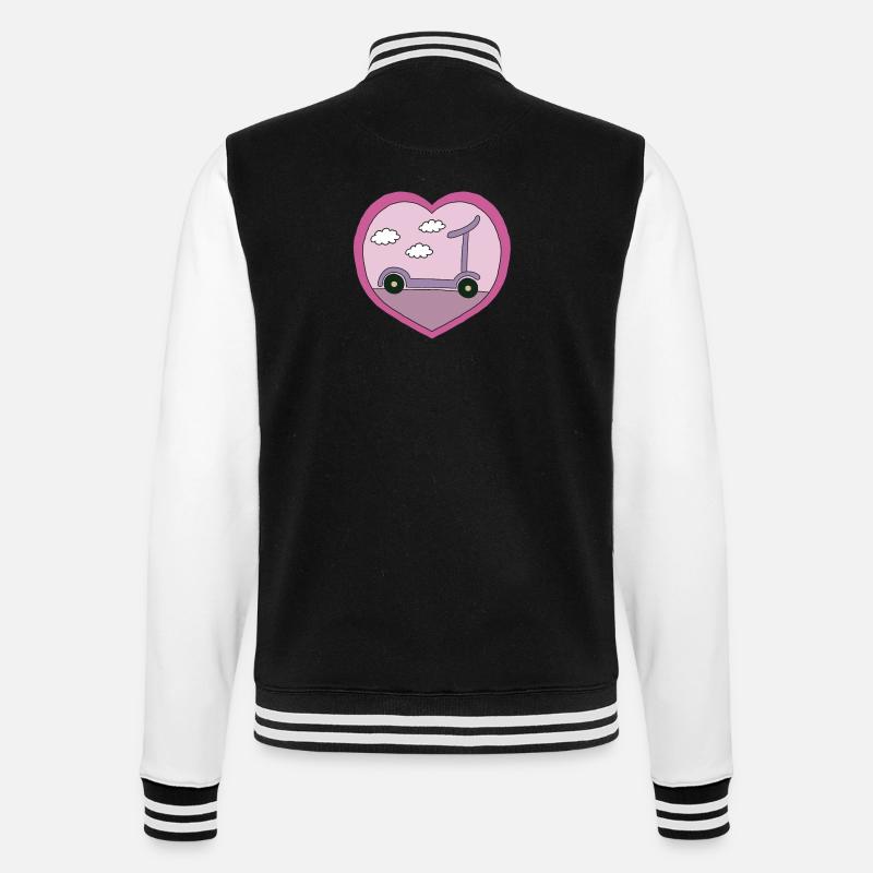 Roller im rosa Design - College-Sweatjacke - Schwarz/Weiß