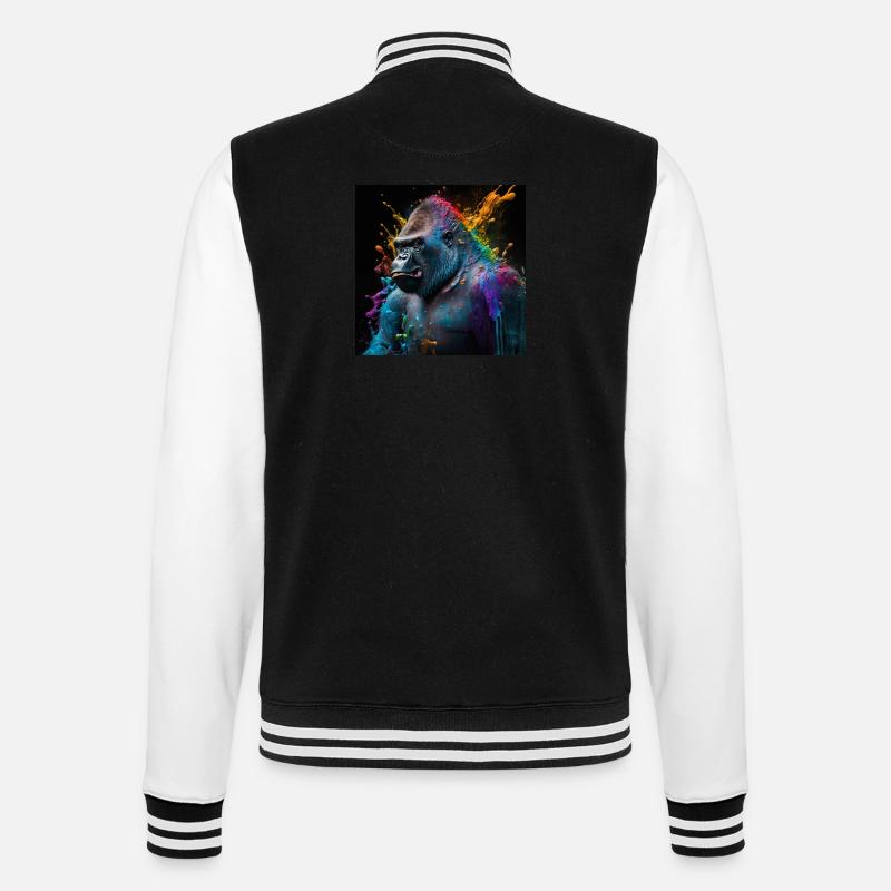 Farbiger Gorilla, einzigartiges Design - College-Sweatjacke - Schwarz/Weiß