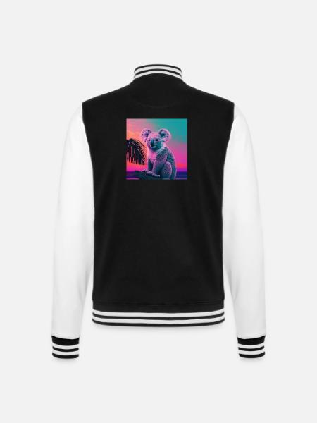 KOALA VAPORWAVE, moderne Kunst, Neon Farben - College-Sweatjacke - Schwarz/Weiß