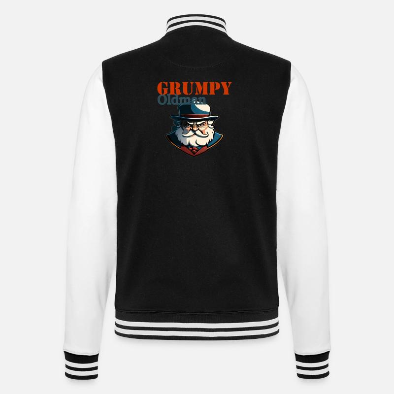 GRUMPY OLD MAN - College Sweat Jacket - black/white