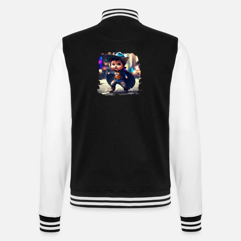 Super Katze - College-Sweatjacke - Schwarz/Weiß