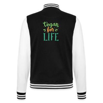 Vegan for life - College Sweat Jacket - black/white - Back - Marisol (170cm)