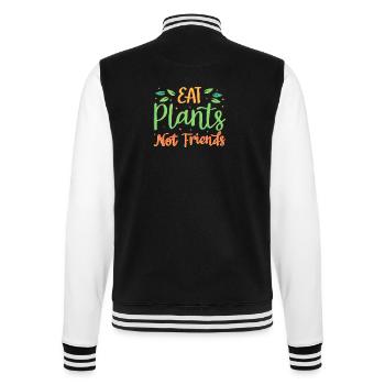 Eat plants, not friends - College Sweat Jacket - black/white - Back - Marisol (170cm)