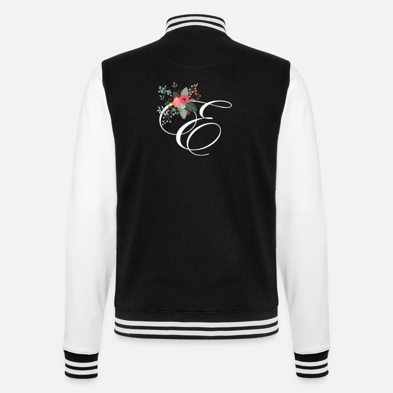 Lettre e fleuris - Veste Teddy - noir/blanc