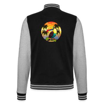 Tropische Vogelpalmen - College-Sweatjacke - Schwarz/Grau meliert - Hinten - Marisol (170cm)