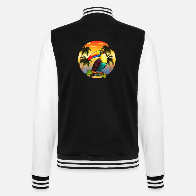 Tropical bird palms - College Sweat Jacket - black/white