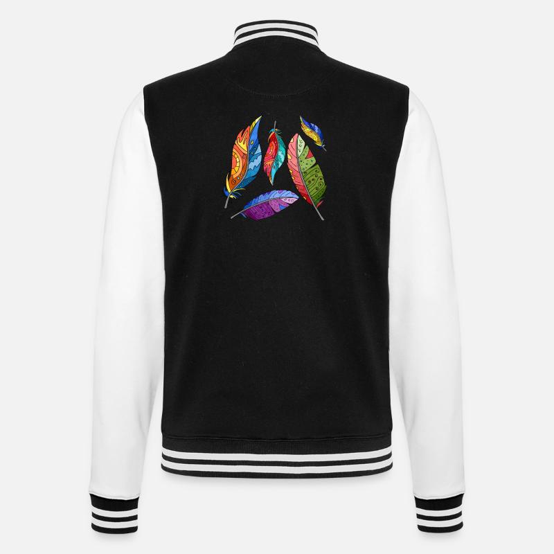 Feder - College-Sweatjacke - Schwarz/Weiß