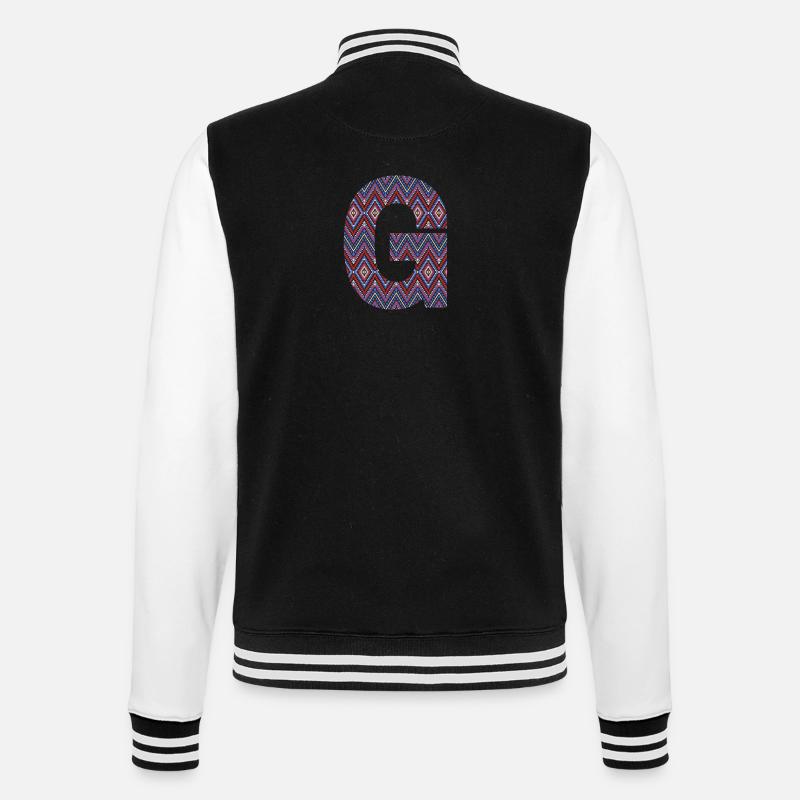 Monogram Letter G- geometric pattern - College Sweat Jacket - black/white
