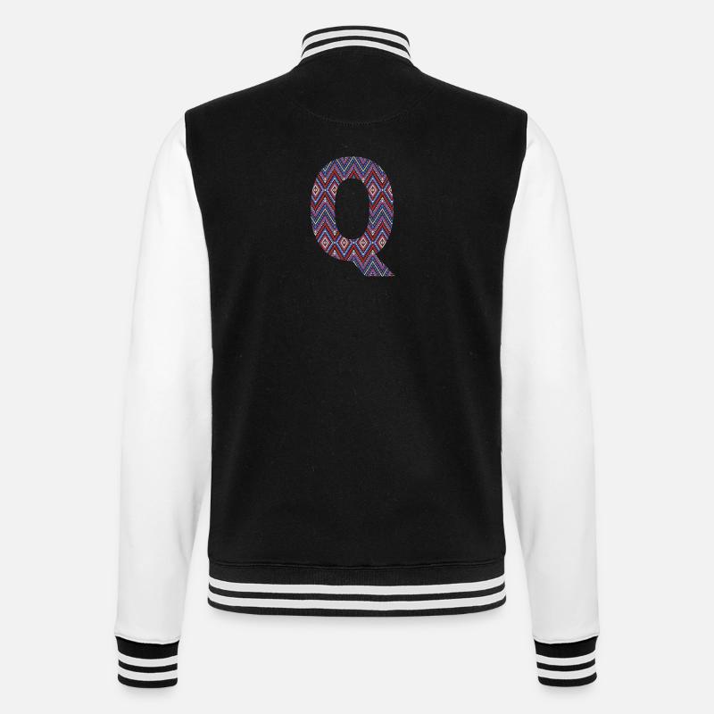 Monogram Letter Q- geometric pattern - College Sweat Jacket - black/white