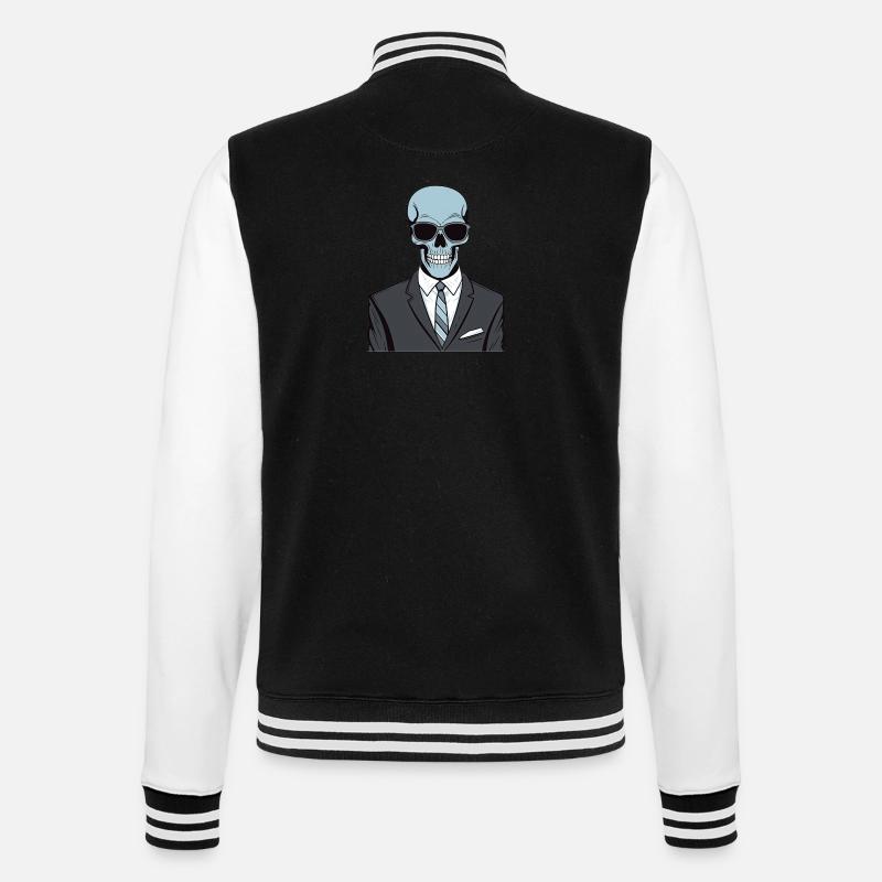 Sharp Dressed Skeleton - College Sweat Jacket - black/white