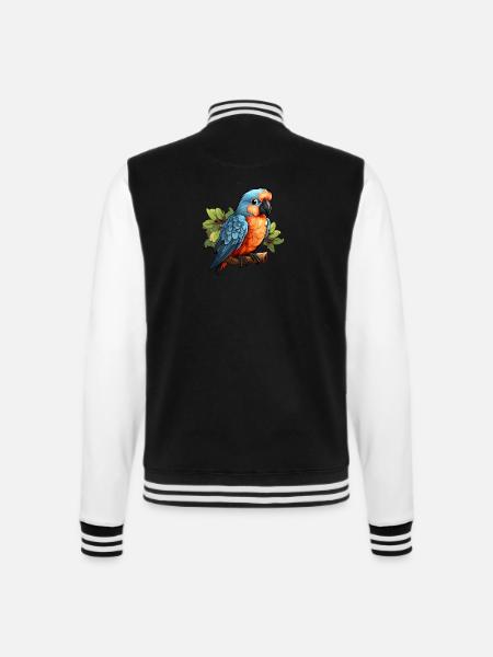 Papagei auf einem Ast im Comic-Stil - College-Sweatjacke - Schwarz/Weiß