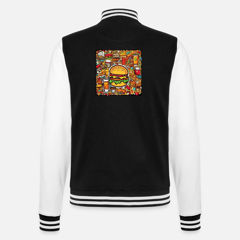 Multi pattern burger - College Sweat Jacket - black/white