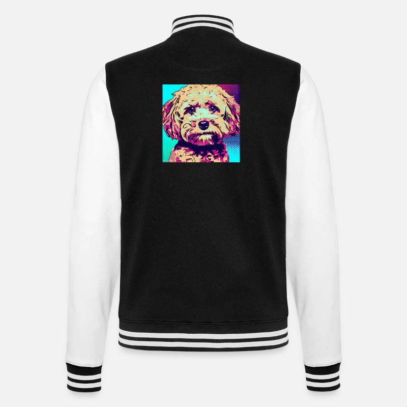 Pudel Kreuz Pop Art - College-Sweatjacke - Schwarz/Weiß
