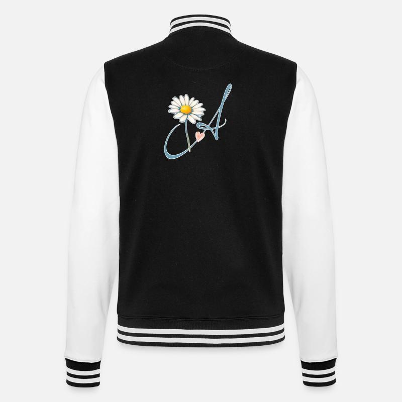 Buchstabe A Gänseblümchen Herz - College-Sweatjacke - Schwarz/Weiß