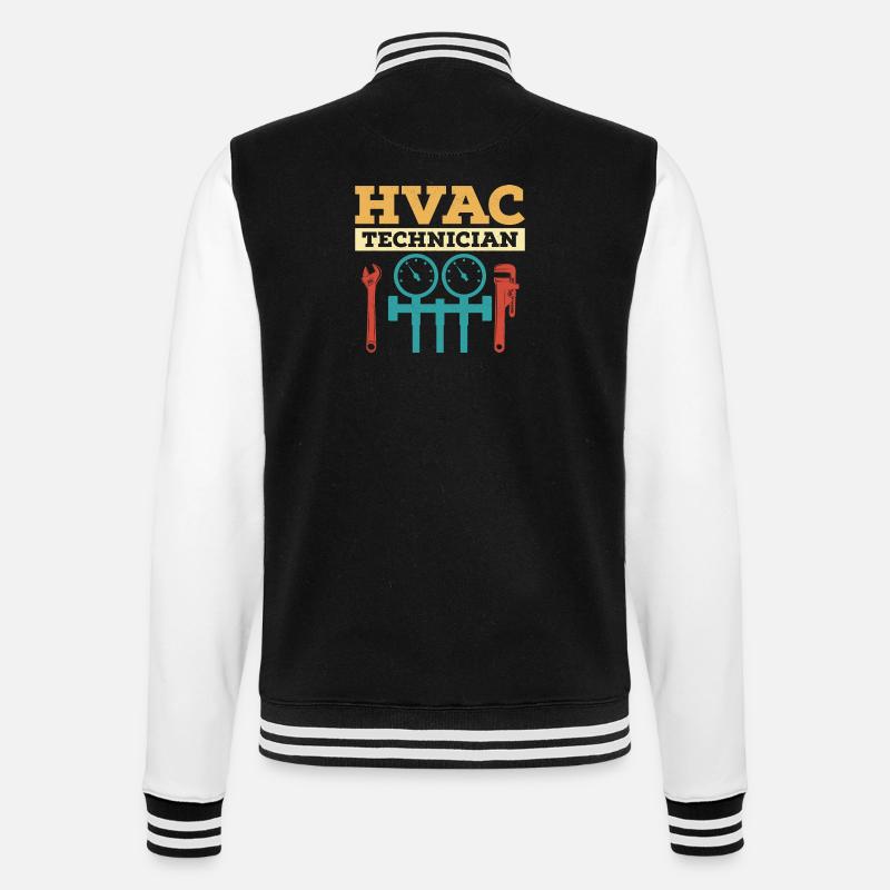 HVAC Technician AC Tech Installer - College Sweat Jacket - black/white