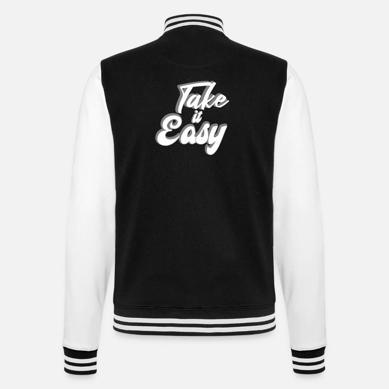 Take it Easy Design - College-Sweatjacke - Schwarz/Weiß