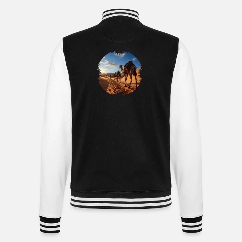 Reise mit einer Kamelkarawane - College-Sweatjacke - Schwarz/Weiß