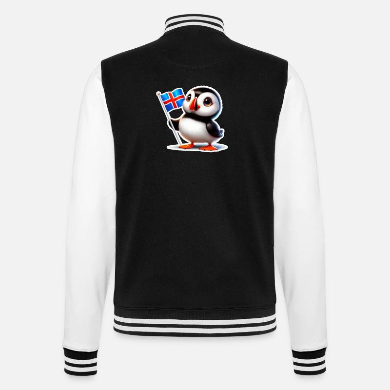 Macareux mignon avec drapeau islandais - Veste Teddy - noir/blanc