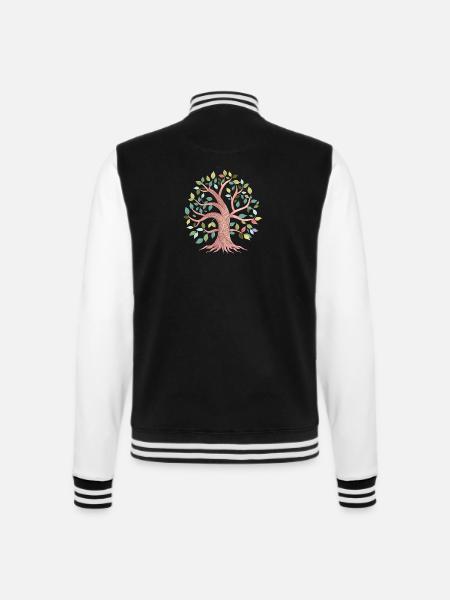 Lebensbaum Meditation Keltischer Baum des Lebens - College-Sweatjacke - Schwarz/Weiß