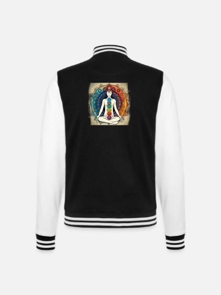 Chakra Mantra Yoga Happiness - College-Sweatjacke - Schwarz/Weiß