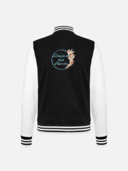Rustikale Blumen Braut bester Mann - passendes T-Shirt - College-Sweatjacke - Schwarz/Weiß