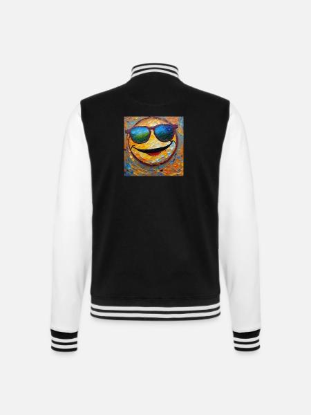 MrSmiley - College-Sweatjacke - Schwarz/Weiß
